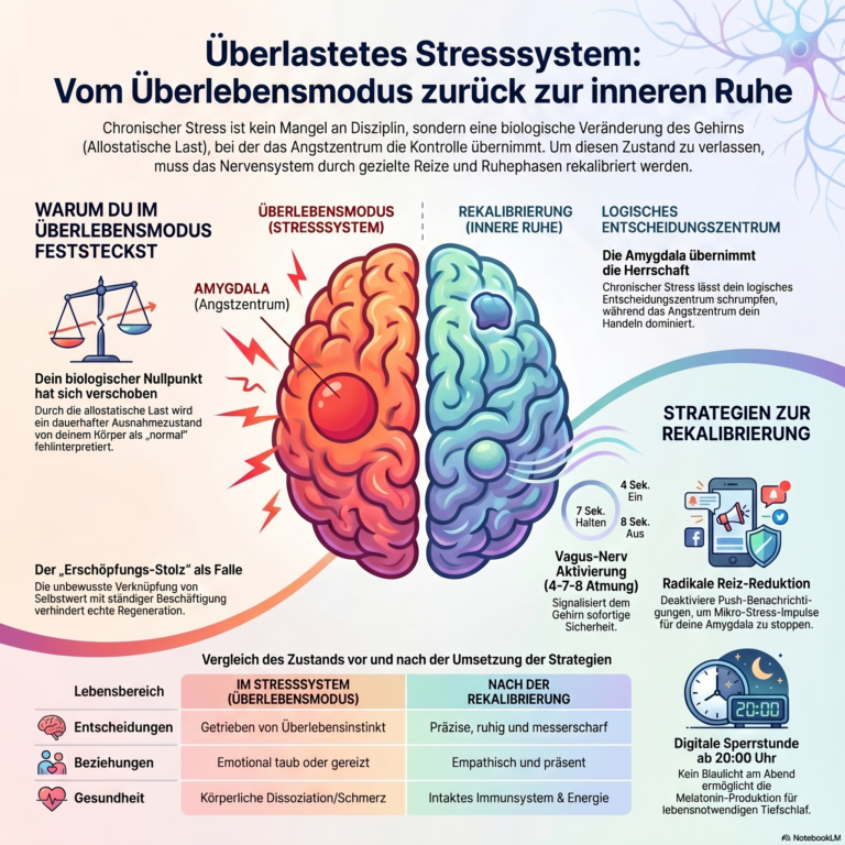 Mindking thematisiert die schleichende Gefahr eines überlasteten Nervensystems und beschreibt die psychologischen sowie körperlichen Anzeichen von chronischem Dauerstress.