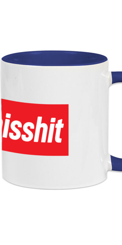 Ceramic Mug — Black Geometric Pattern with „F*** This Sh!t“ Vertical Text
